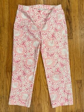 Lilly Pulitzer Floral Print Capri Pants – Pink – Size 4